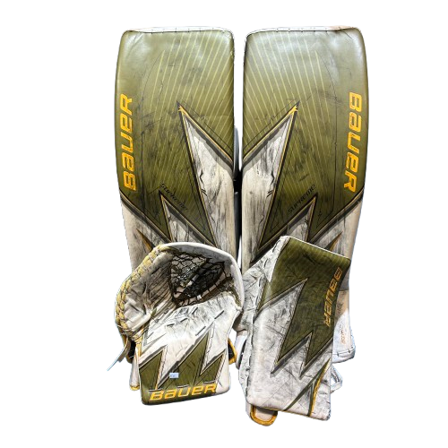 Bauer Vapor Hyperlite - Ensemble complet de gardien droit Pro Stock d'occasion (vert/blanc/jaune)